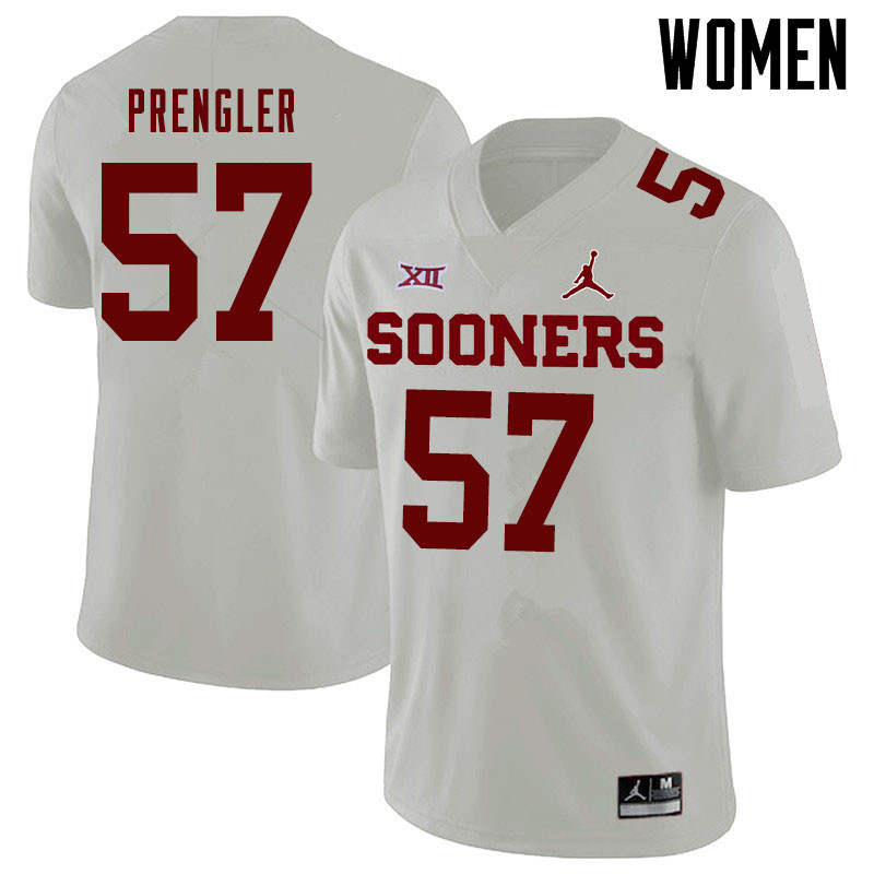 Jordan Brand Women #57 Brock Prengler Oklahoma Sooners College Football Jerseys Sale-White